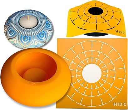 Round Tea Light Mold Plus Tea Light Silicone Mandala Stencil - Happy Dotting Company