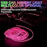 Vista 3 de Tira de luces LED de cable EL, tira de luz de neón automática USB de 10 pies con borde de costura, kits de iluminación ambiental electrouminiscente