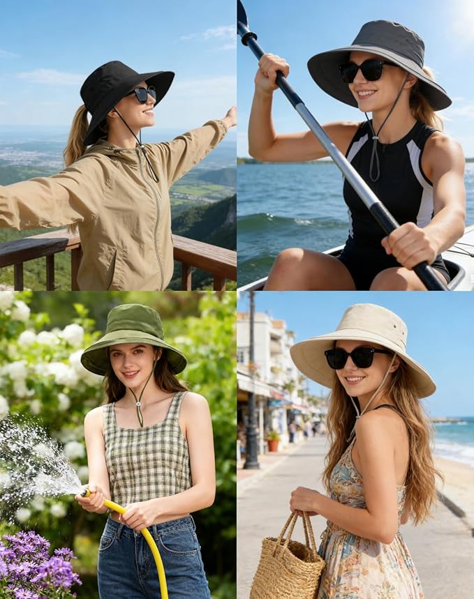 Sombrero de mujer con ala ancha y agujero para coleta miniatura 2