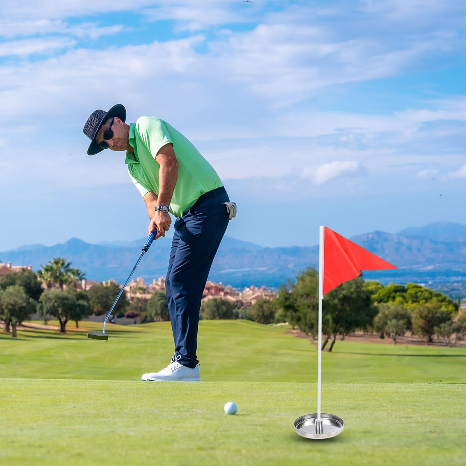 Coppa e Bandierina da Golf - Allenatore Per Pratica In Giardino - Trainer Putt Portatile Adulti Interno Esterno Casa Giardino Campo Pratica