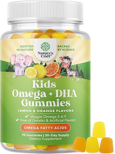 Gomitas DHA Omega 3 para niños, deliciosas gomitas DHA Omega 3 sin pescado con vegetariano 6 9 para visión, cerebro e inmunidad, suplemento sin OMG