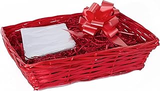 Red Wicker Basket For Hampers Make You Own Gifts Hamper Kit Birthday Christening Wedding Gift Hampers (Red)