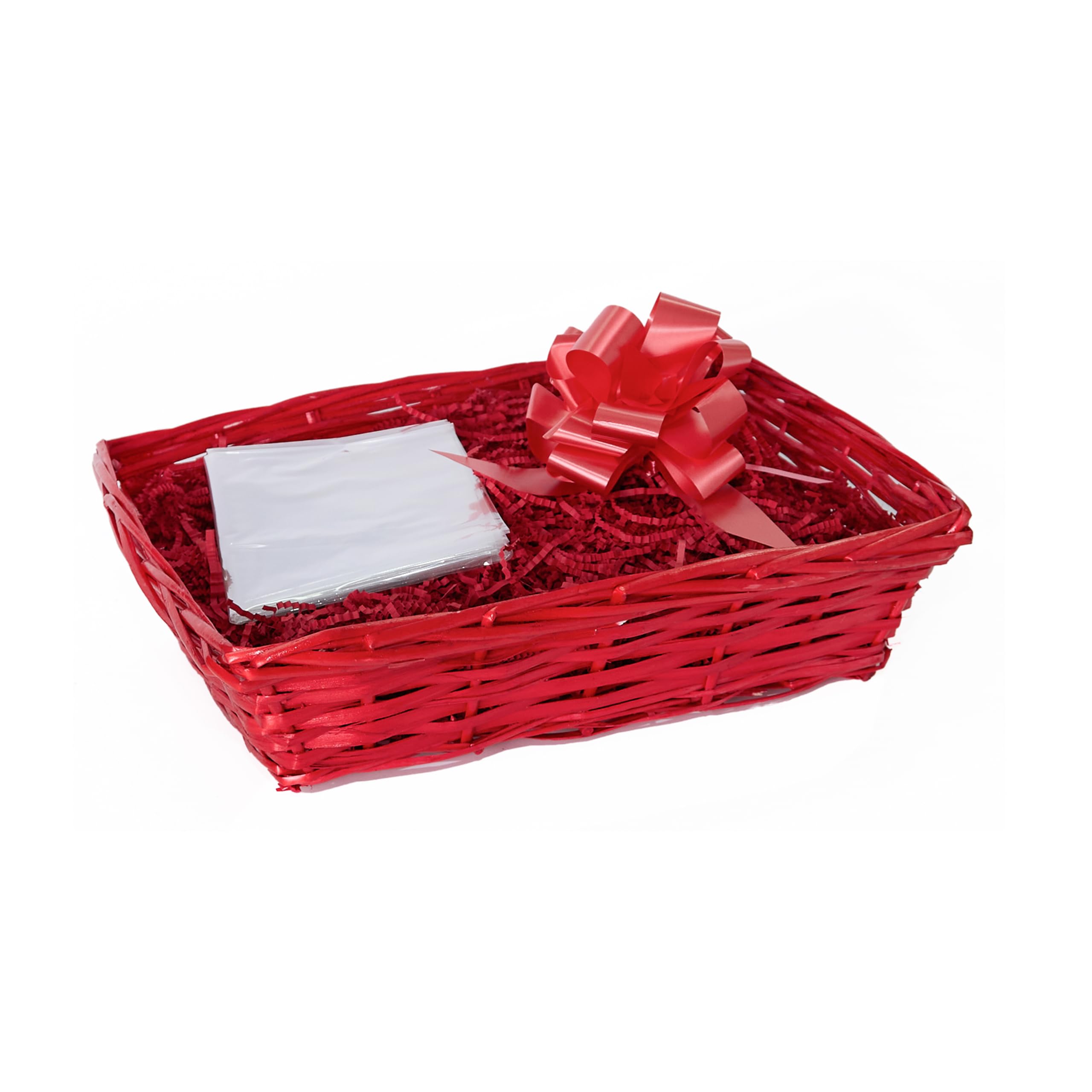 Red Wicker Basket For Hampers Make You Own Gifts Hamper Kit Birthday Christening Wedding Gift Hampers (Red)