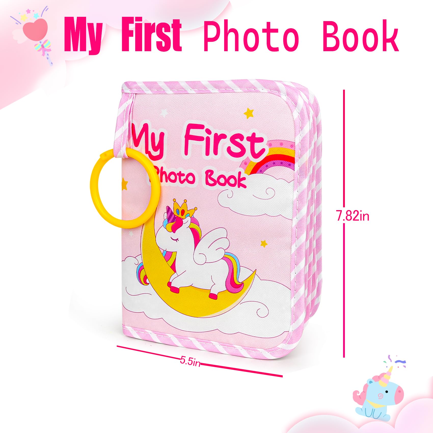 Baby-Fotoalbum, Erinnerungsbuch für Jungen und Mädchen, mit Spiegel für 10 x 15 cm, perfektes Geschenk für Babyparty, Neugeborene, Familienfotos