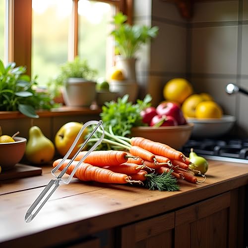 Miniatura 8 de 1 cuchillo giratorio de acero inoxidable plateado, multifunción, pelador de manos de zanahoria, papa, zanahoria, cortador de alimentos, frutas,