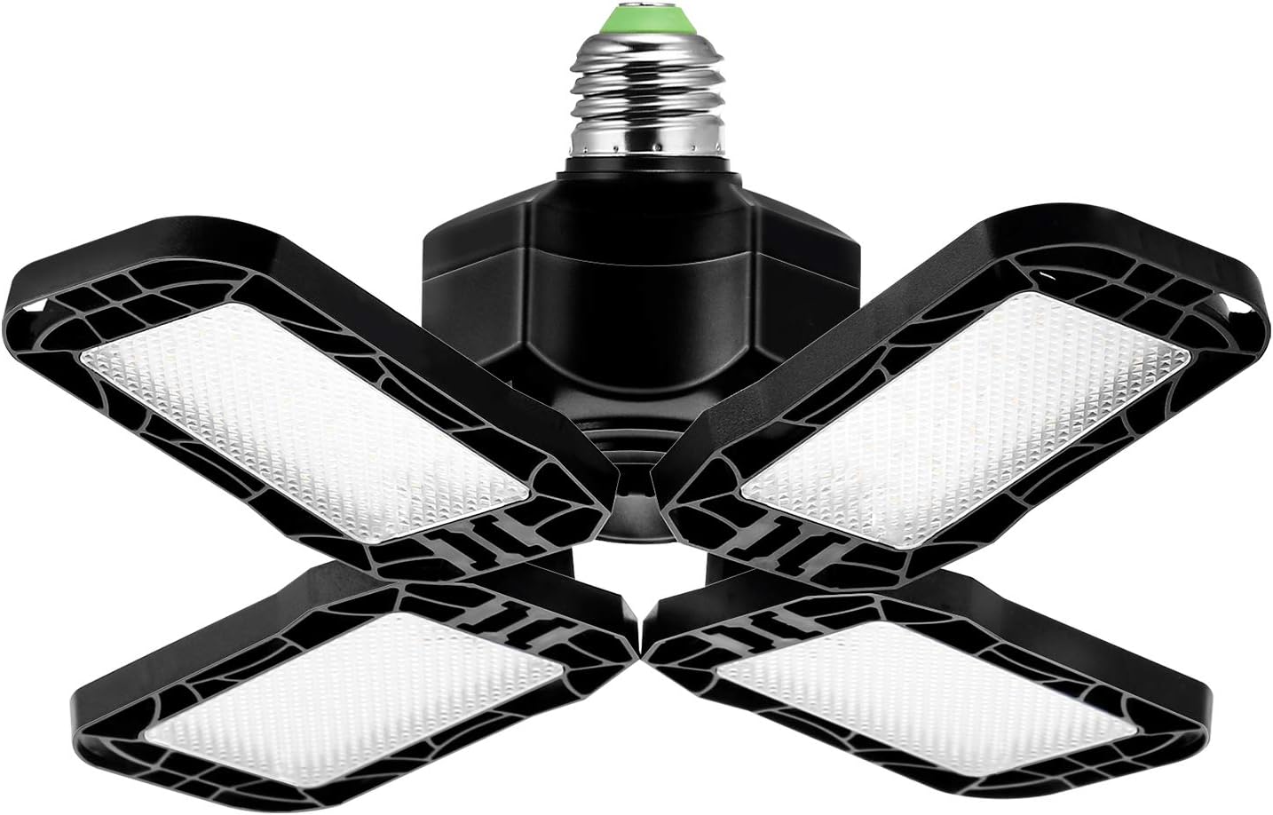 JandCase LED Garage Light, 80W Deformable Garage Ceiling Light, E26 Screw Base, 6000K Cool White, 8000LM, Super Bright Shop Light with 4 Adjustable LED Panels, Ideal for Garage, Basement, Warehouse