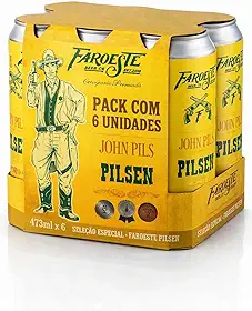 Pack 6 Latas Cerveja Artesanal Pilsen Puro Malte 473ml Faroeste Beer