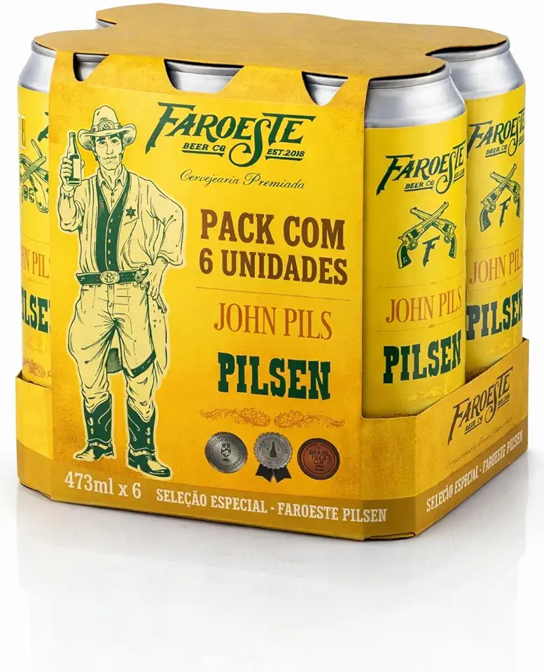 Pack 6 Cervejas Pilsen Puro Malte 473ml Artesanal Faroeste Beer