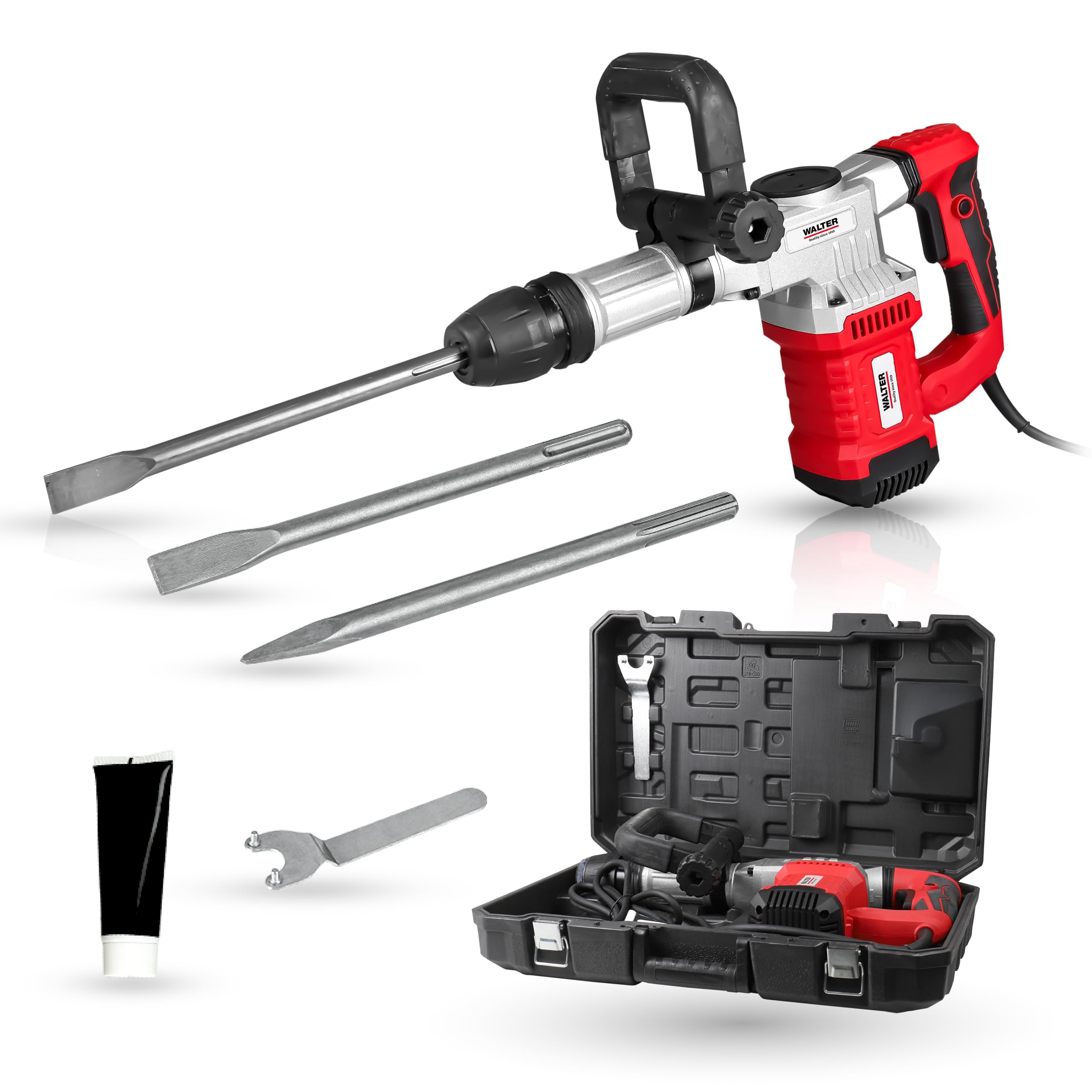 WALTER SDS Max - Stemm- und Abbruchhammer 1300 W, Meißeln, leistungsstark, 3800 Schläge pro Minute, 230 V / 50 Hz, ideal für anspruchsvolle Aufgaben in schwer zugänglichen Bereichen, Stemmen