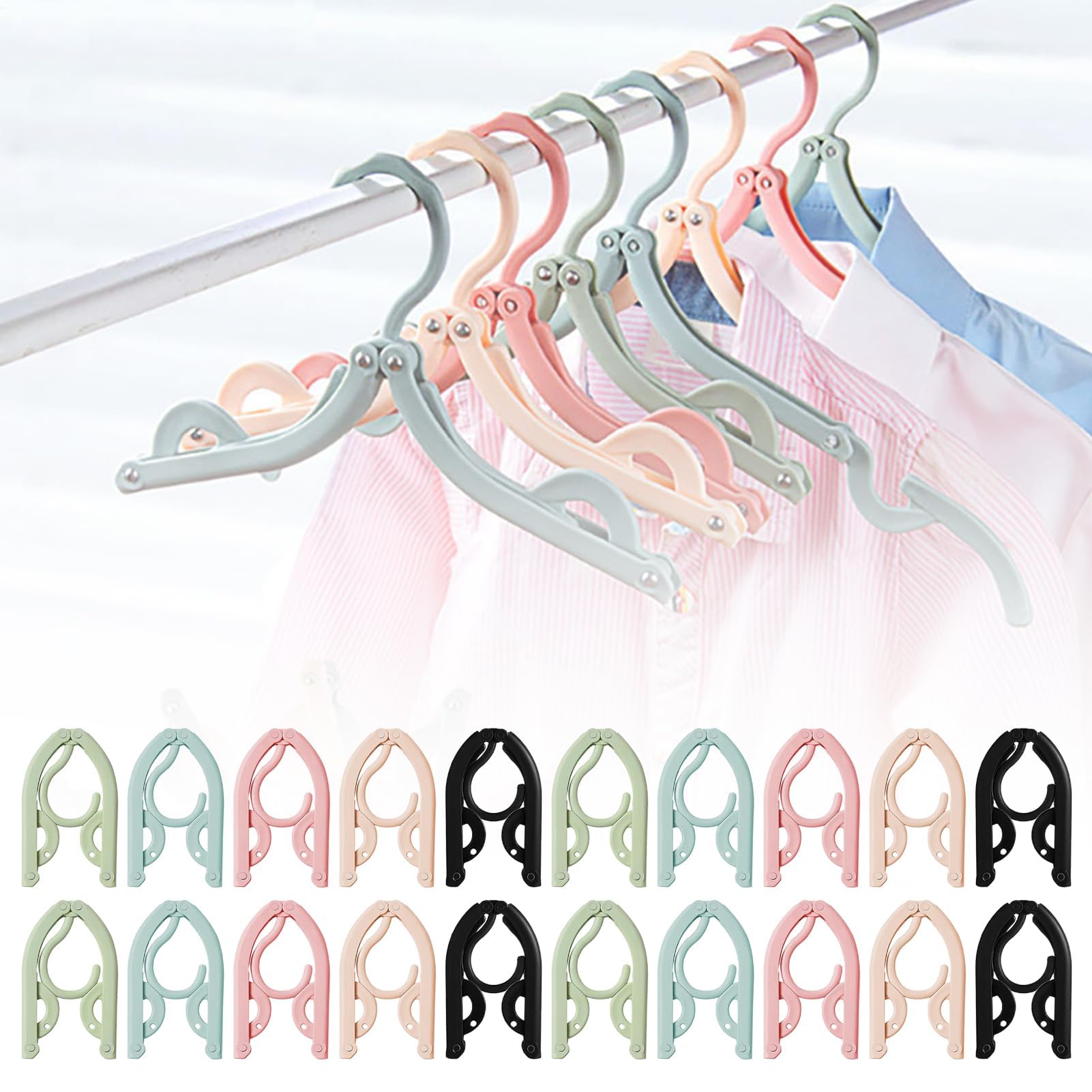 20 perchas plegables portátiles para ropa, perchas de viaje que ahorran espacio para el hogar, hotel y camping, perchas ligeras y plegables