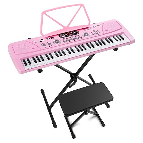 MAX KD61P - Teclado color rosa de calidad para el hogar con acabado cuidado