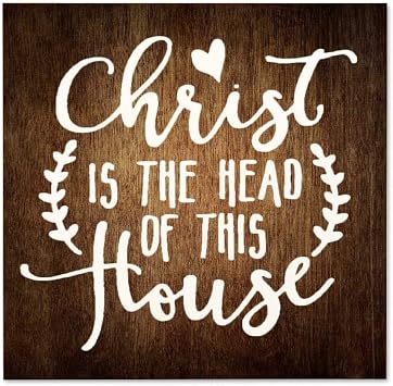 Christ Is The Head Of This House Plaque Sign,Religious Wood Wall Hanging Signs,Wall Decorations for Living Room,Modern Farmhouse Wall Decor,Rustic Home Decor,Personalized Housewarming Gift 12x12x0.2"