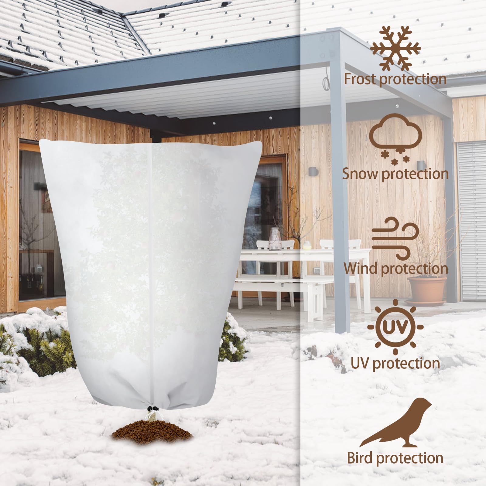 Lot De 3 Housses D'hivernage Pour Plantes - 180x120 Cm - Tissu Non Tissé Respirant - Protection Contre Gel Et Vent