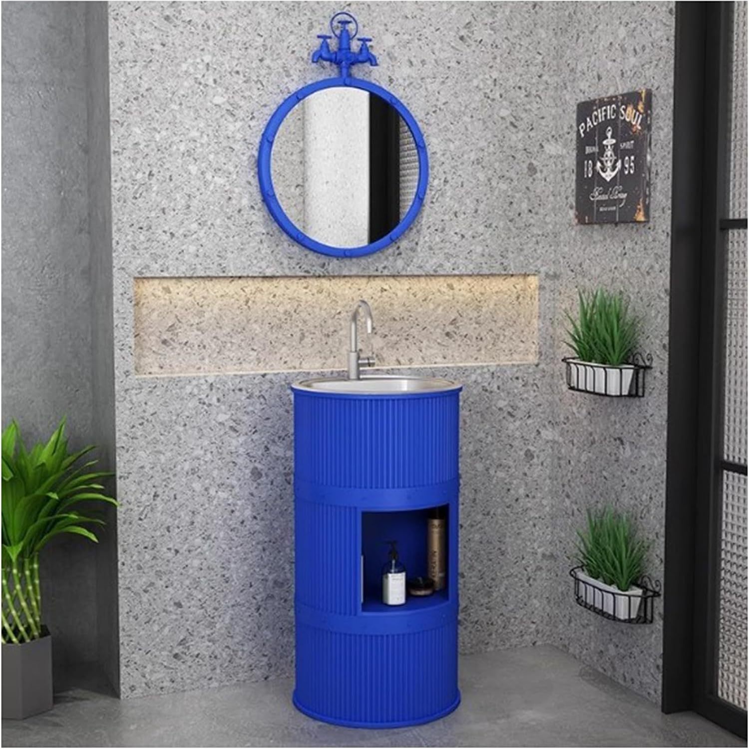 Bathroom Pedestal Sink, Freestanding Pedestal Sink Bathroom Art Sink Bathrooms, Bathroom Cabinet, Industrial Style Bathroom Cabinet,C