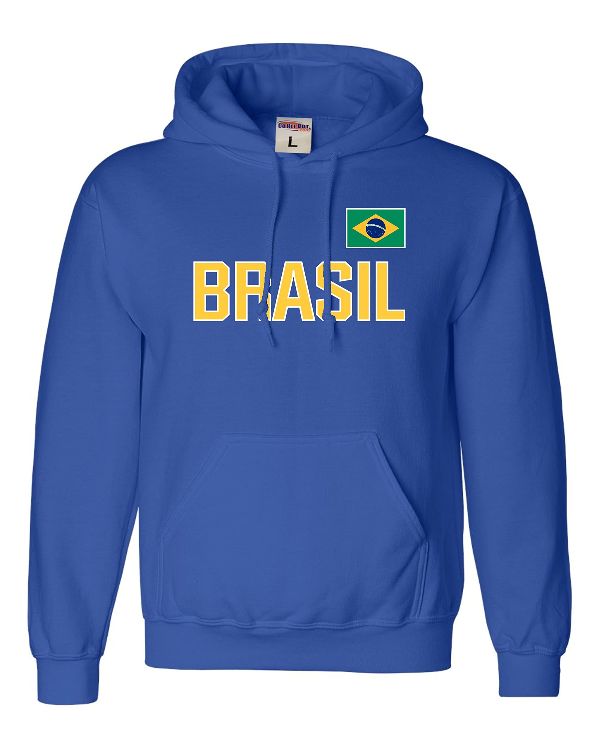 Go All Out Team Brasil Brazil Flag Pride Mens Women Sweatshirt Hoodie, Royal, Medium