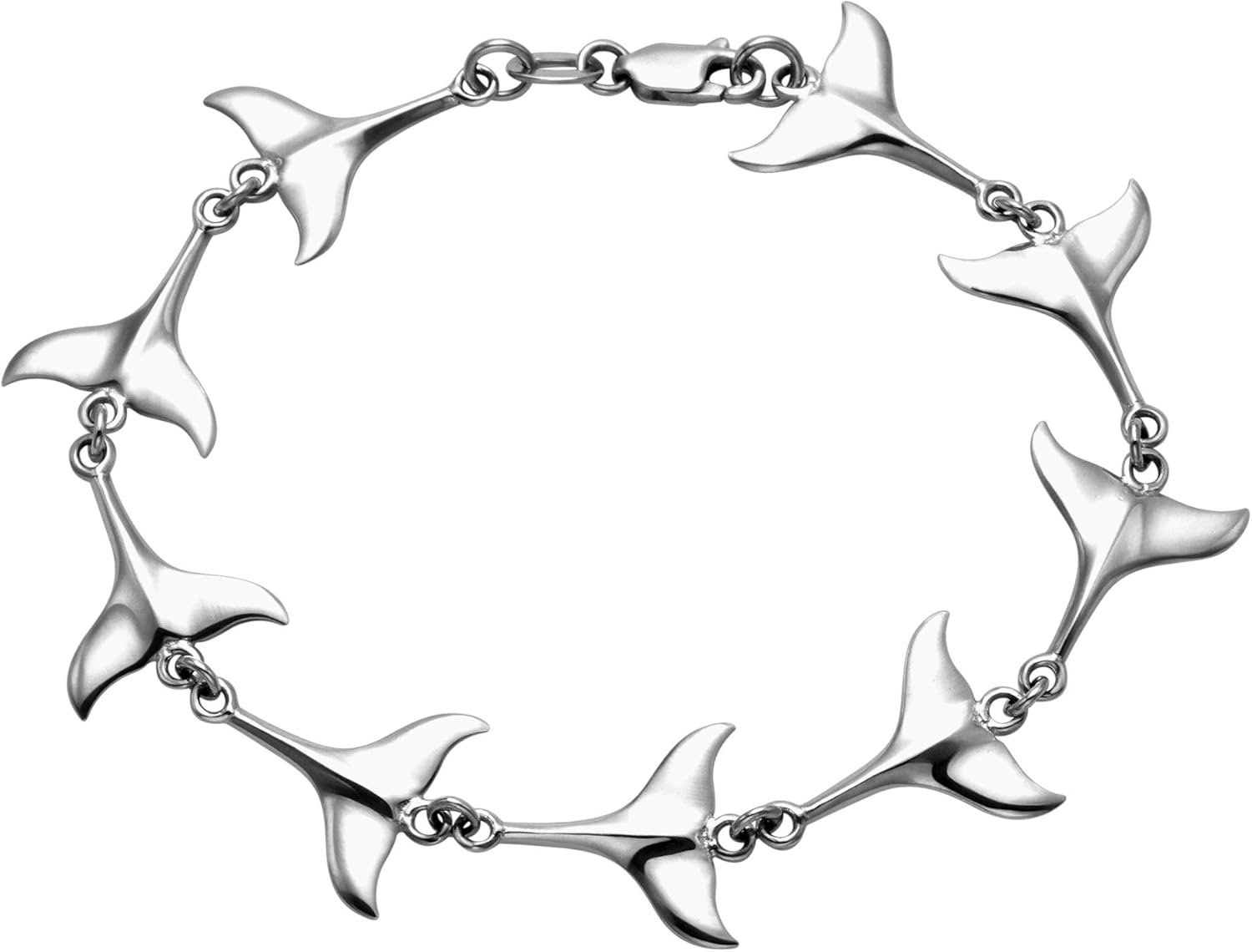 Sterling Silver Whale Tails Bracelet with Lobster Claw Clasp