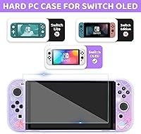 Vista 5 de GLDRAM Purple Carrying Case Compatible with Nintendo Switch OLED, Cute Accessories Kit with Travel Case, Switch OLED Protective Shell, Screen