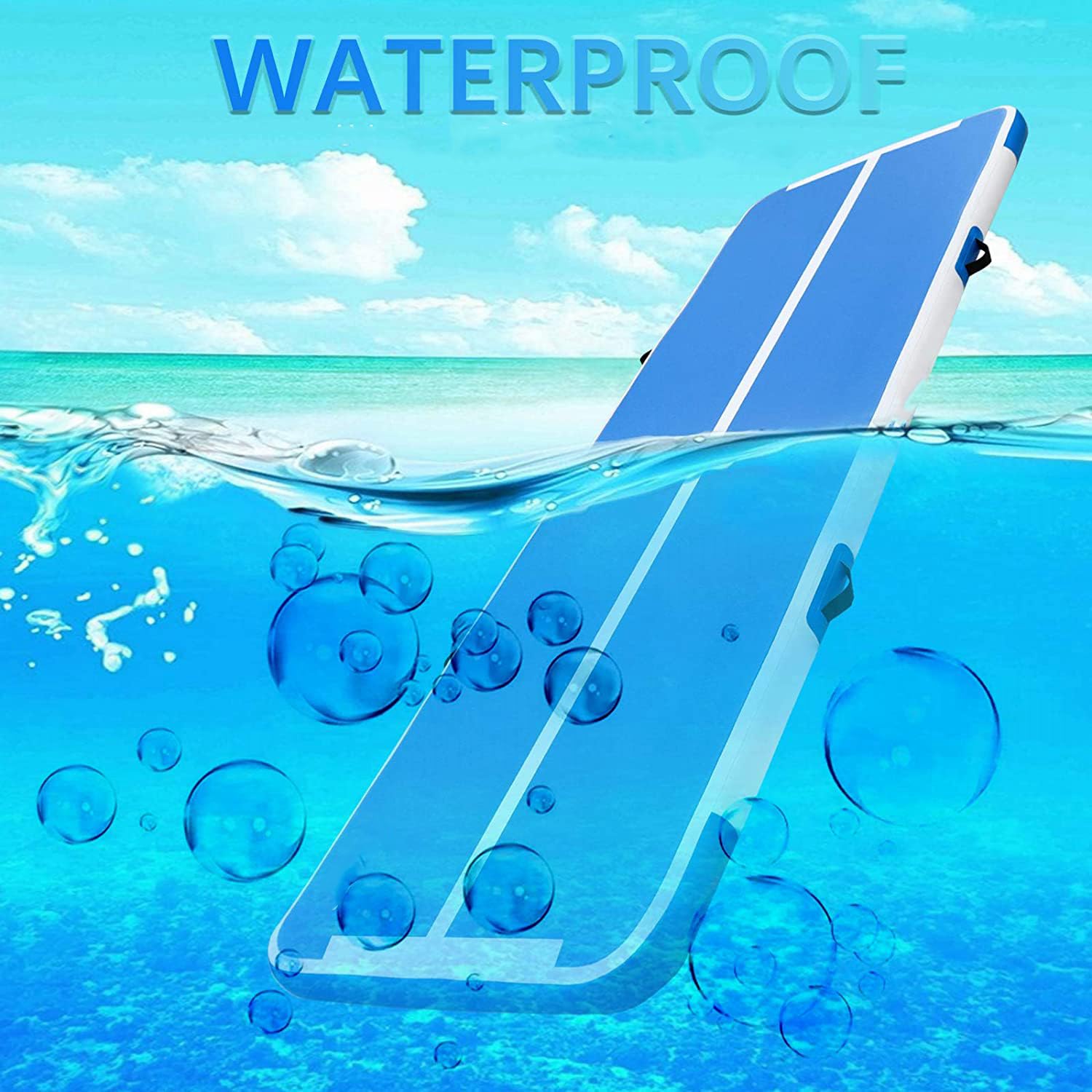 Air Track Tappetino Ginnastica Artistica 2 3 4 5 6 Metri 10/20CM Spessore Materasso Ginnastica da Casa/Yoga/Formazione/Cheerleading/Divertimento Acqua con Pompa (Blu Plus, 3M15)
