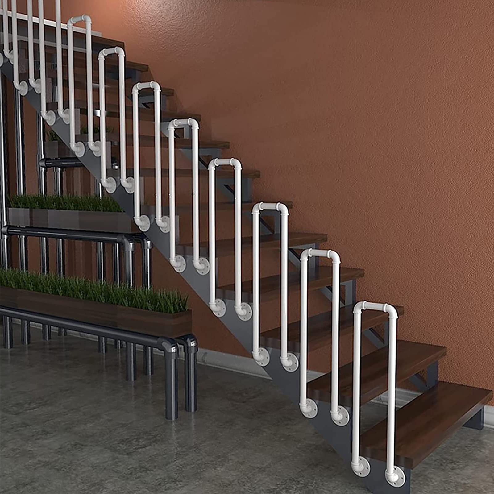Poręcz balustrady schodowe na stopień zewnętrzny, pręt podtrzymujący bezpieczeństwo korytarza z kutego żelaza przejściowa poręcz (opcjonalny rozmiar 35-100 cm), poręcz w kształcie litery U (Size : 35