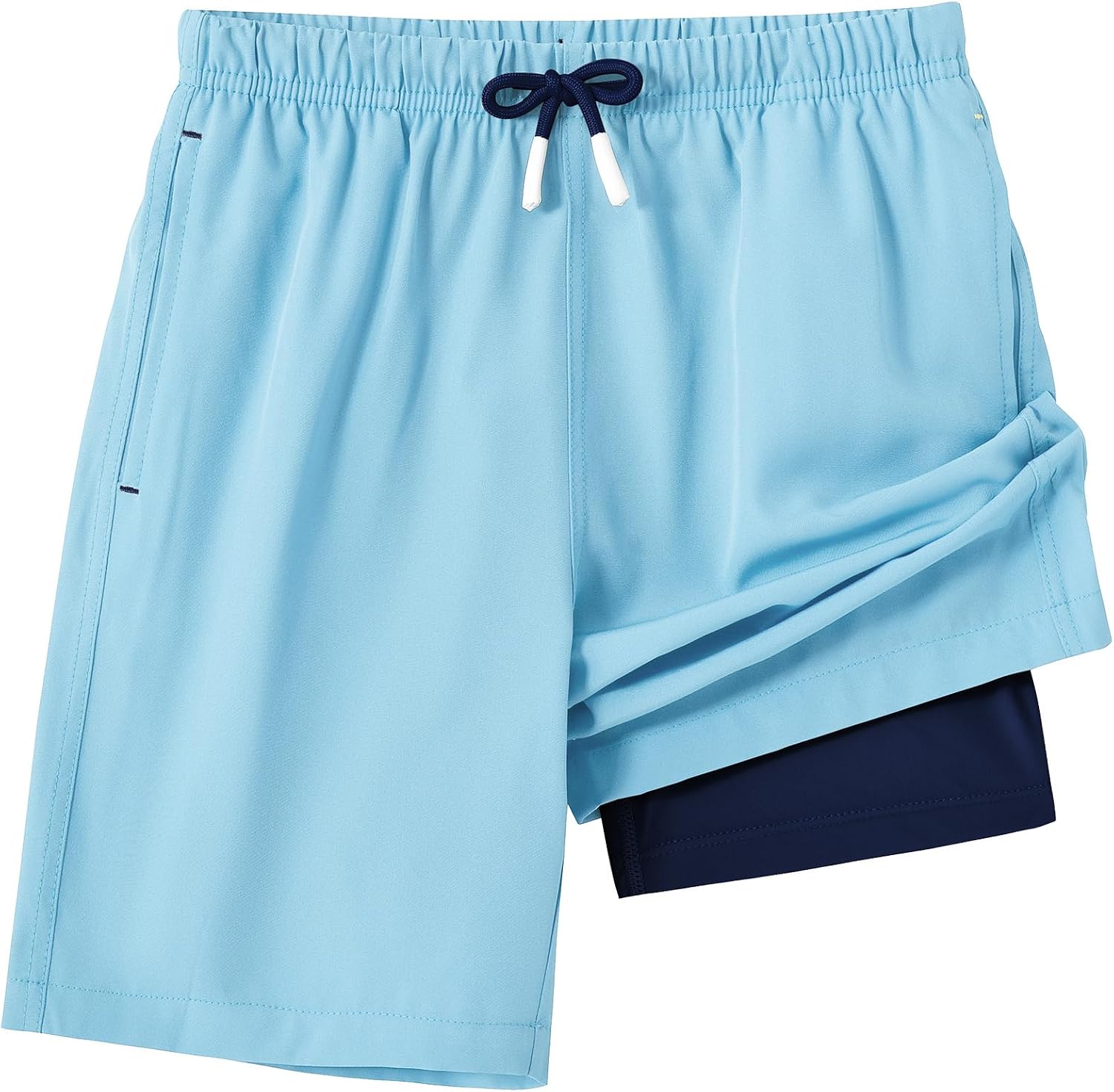 Boys Swim Trunks with Compression Liner Quick Dry Swim Shorts Stretch Kids Swimsuit Youth Beach Shorts with Pockets
