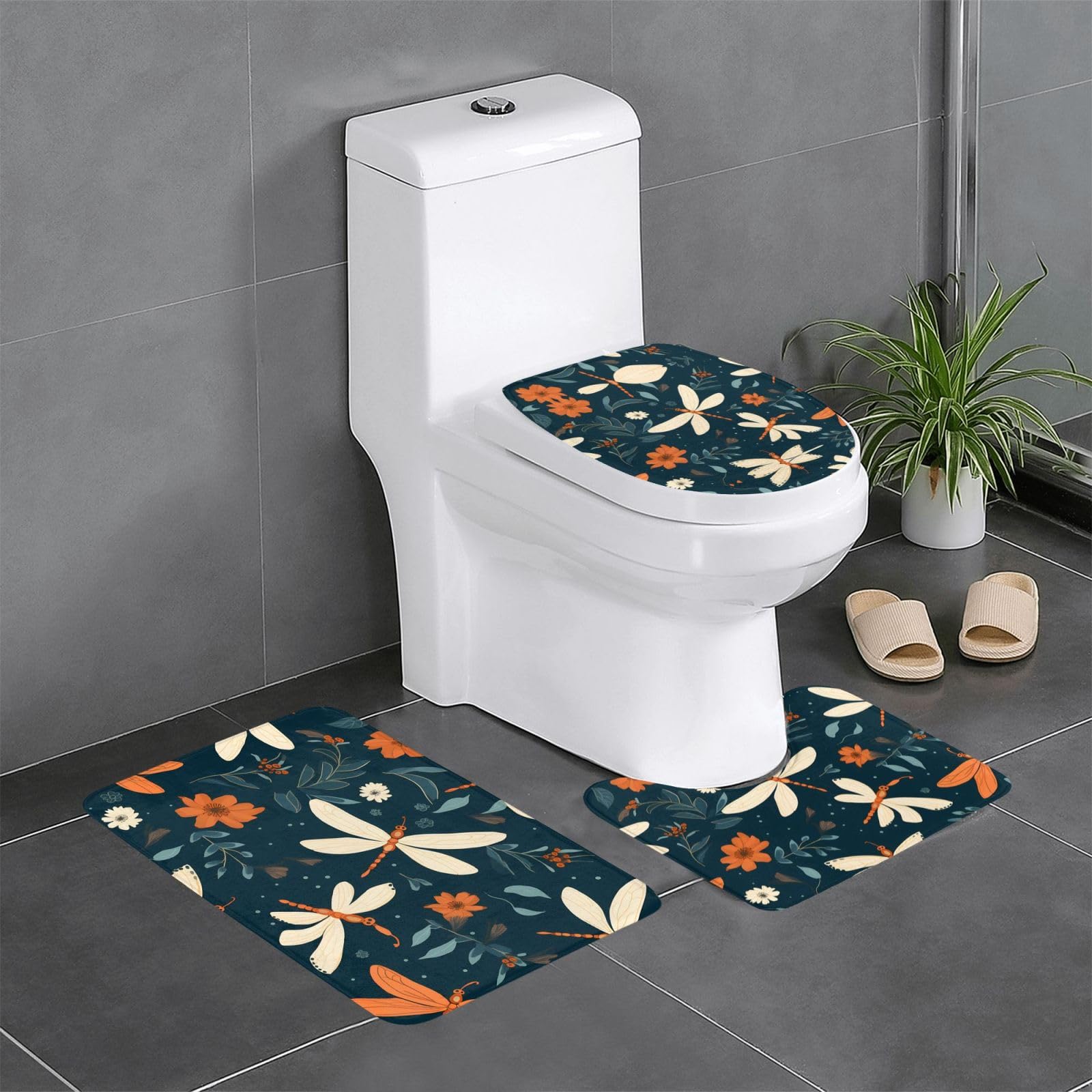 Tapis de salle de bain antidérapants évitent les glissades lot de 3 pour sol de toilettes