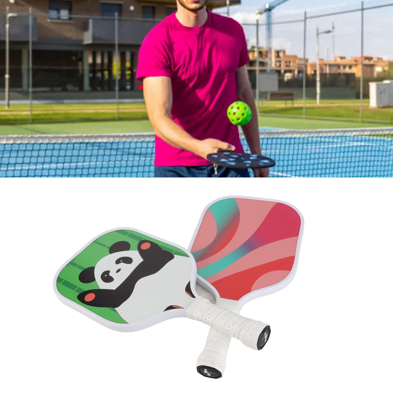 Srliya Pagaie per Pickleball Superficie Leggera in Fibra di Vetro con Impugnatura Traspirante per Bambini, 2 Racchette per Pickleball per Controllo e Prestazioni Superiori