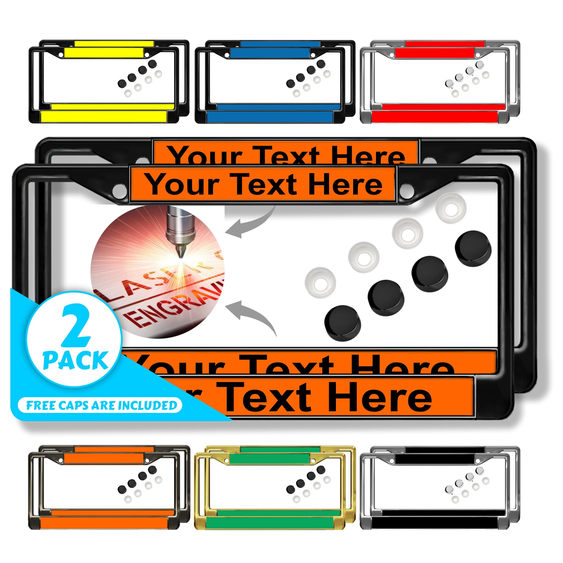 Custom Personalized Metal Laser Engraved Car License Plate Frame with Free caps - Picture 117 of 132