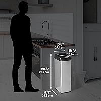 Vista 6 de iTouchless Basurero de cocina con tapa abierta deslizante de 14 galones, con sensor de movimiento rectangular de acero inoxidable para el hogar