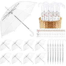 16Pack Clear Umbrellas Wedding Bulk Windproof Bubble Umbrellas for Rain with J Hook Handle for Guests Women's Wedding Bridal Party Outdoor Activities