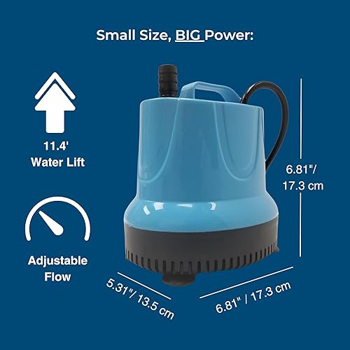 Miniatura 7 de Teamson Home Bomba de agua sumergible ajustable 1191 GPH de 100 W con un cable de alimentación de 6 pies y 4 boquillas diferentes para peceras,
