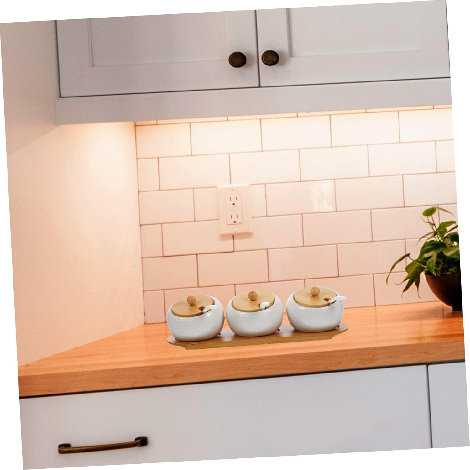 PRETYZOOM 1set Ceramic Kitchen Condiment Jars Tray Spice Containers for Easy Storage and Organization for Home Cooking and Restaurant Use