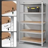 SPRINGOS Étagère de garage en métal 90 x 180 x 40 cm 5 étagères Argenté - 4