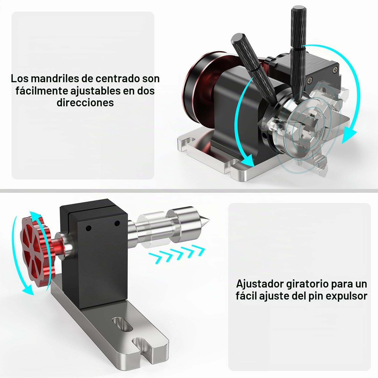 Twotrees TTC 450 CNC eje giratorio, 4-60 mm Chuck, cuarto eje 360° Rotary Kit adecuado para TTC450 y la mayoría de fresadoras CNC, para el tallado de latas cilíndricas objetos