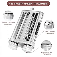Vista 2 de Accesorio para hacer pasta para batidoras de pie KitchenAid, juego 3 en 1 con rodillo de pasta y cortador con cuchillas para espaguetis