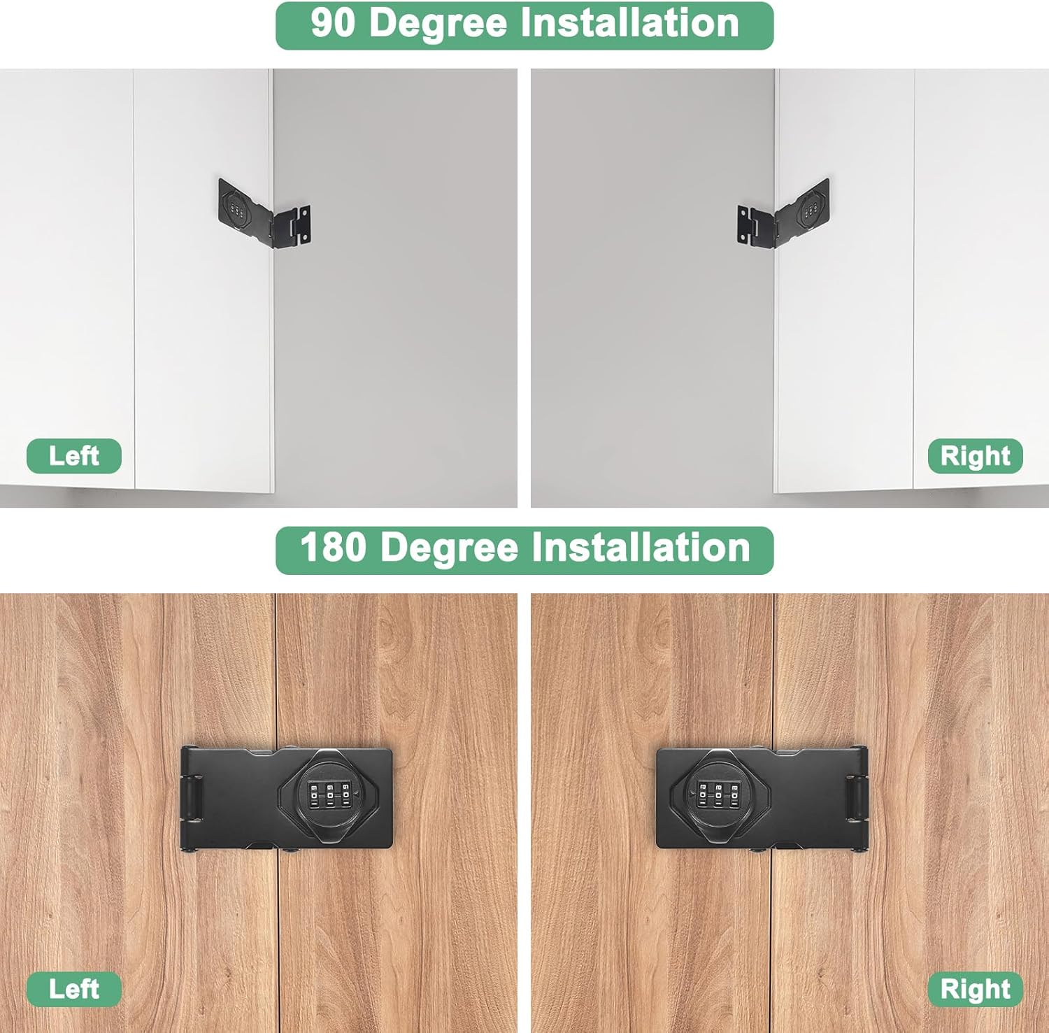 2-Pack Keyless Combination Lock, 3.5" Zinc Alloy Mechanical Password Twist Knob Hasp Locks Latch, 90 Degree Barn Door Lock for Cabinet/Closet/Garage/Drawers/Garden [Black]