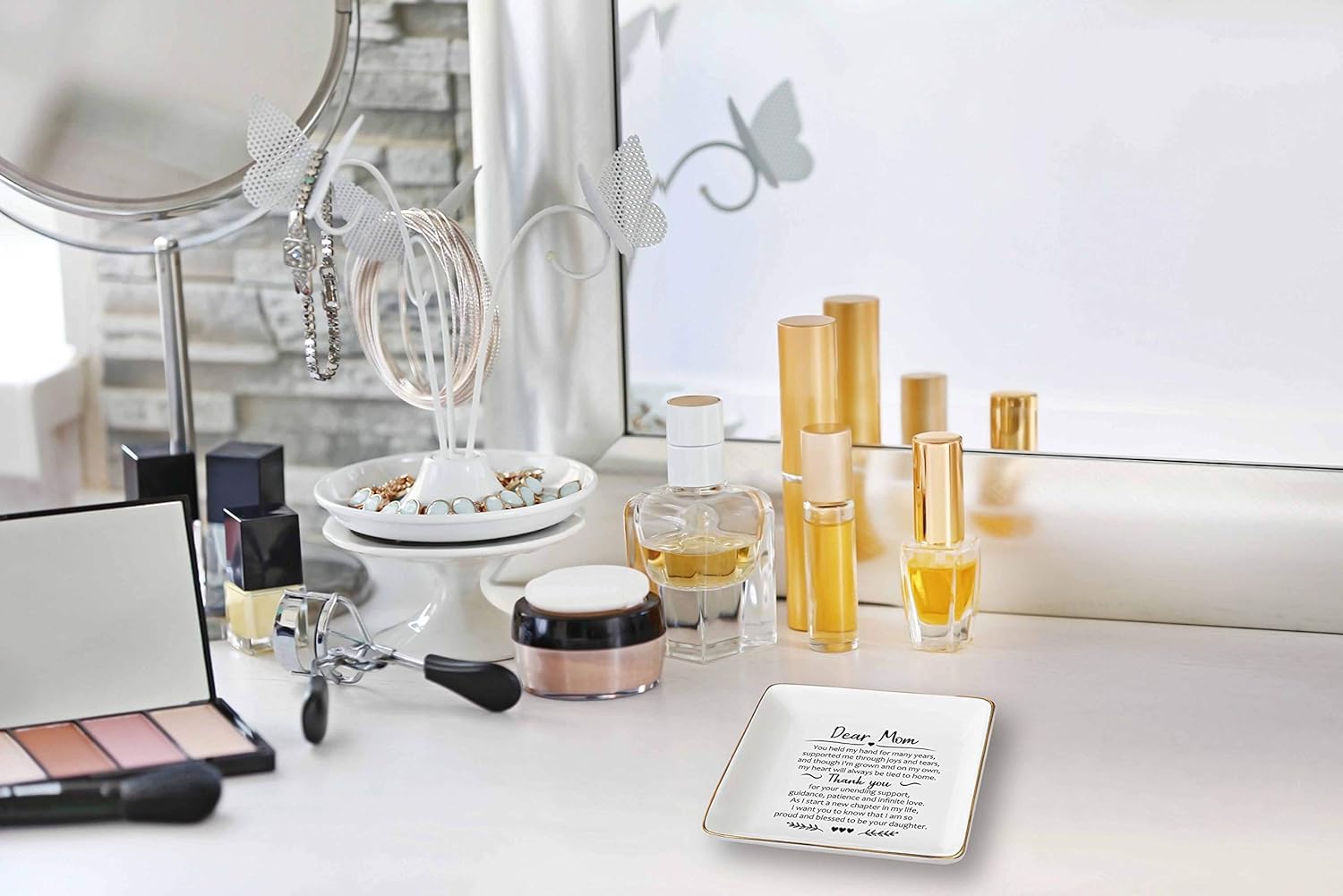 Gifts for Mother of The Bride-Thank You Gifts for Mom-Wedding Present for Mother-Bridal Shower Present-Dear Mom,You Held My Hand for Many Years-Ceramic Jewelry Holder Ring Dish Trinket Box Tray - Image 6