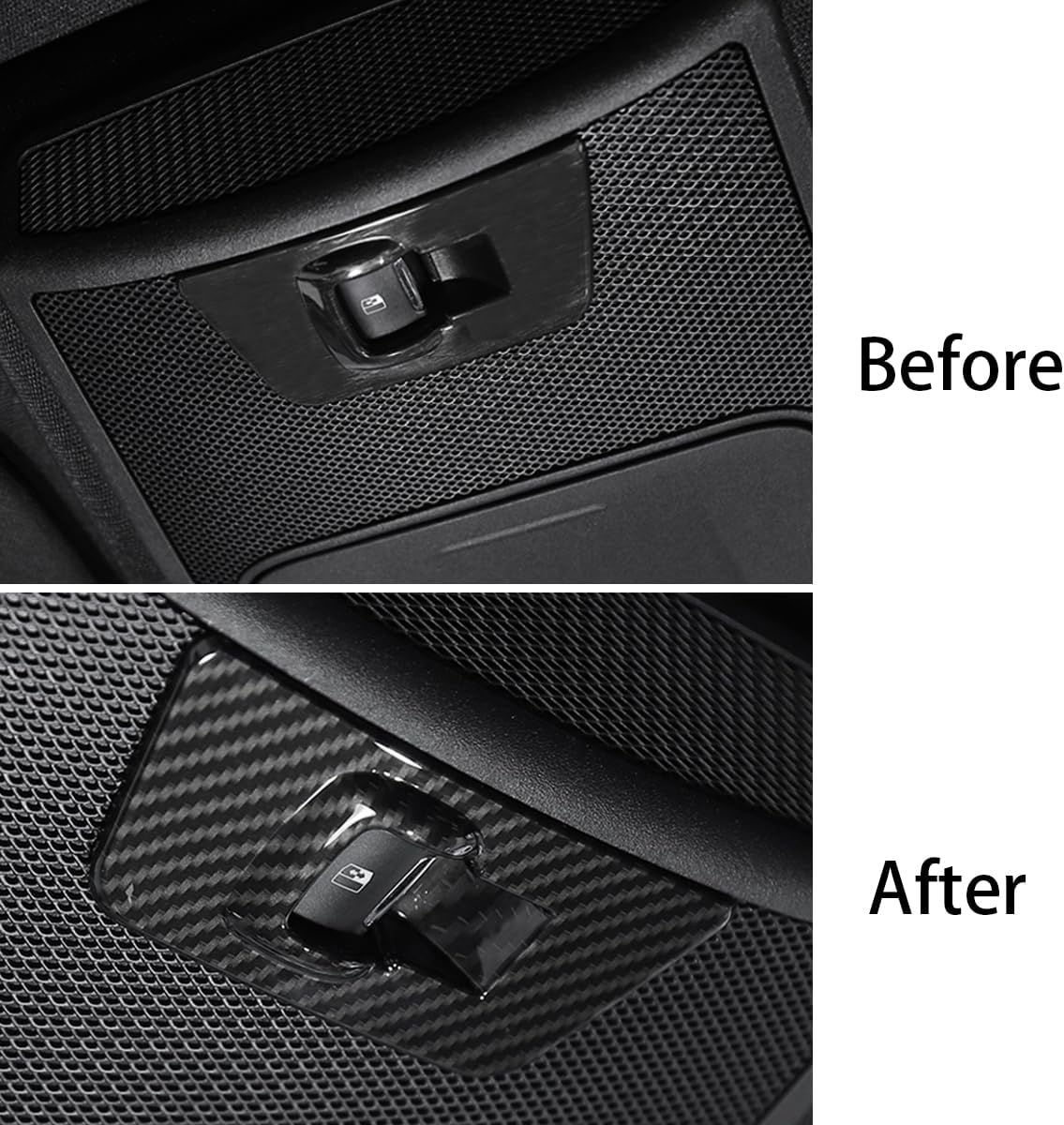 Keptrim Rear Window Lift Panel Switch Covers Trim for Ford F150 2015 2016 2017 2018 2019 2020, ABS Carbon Fiber, 1pc