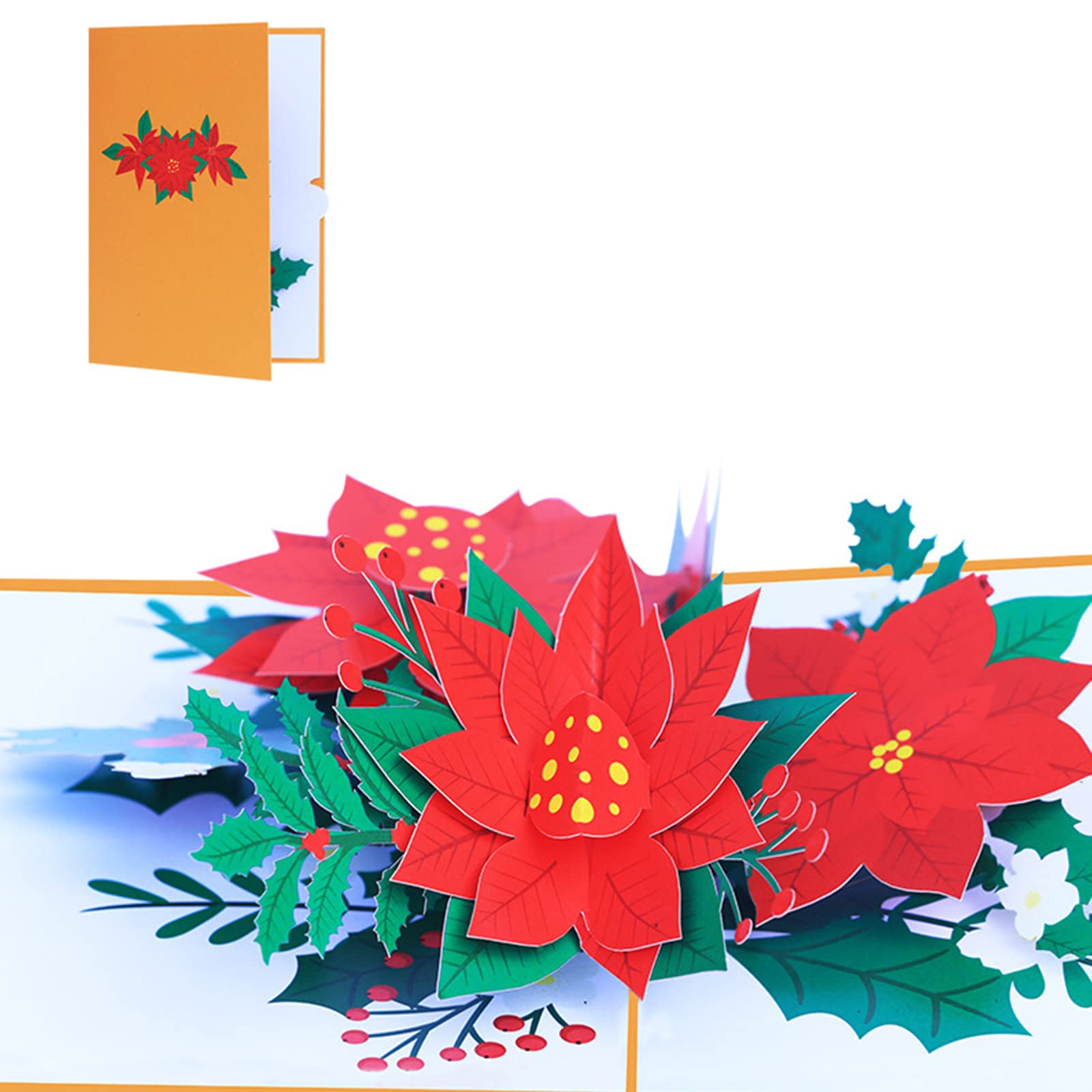 Tsophreniq 3D for Colorful Christmas Greeting Cards Merry Christmas Holiday Flower with Envelope Holiday Greeting with Envelopes
