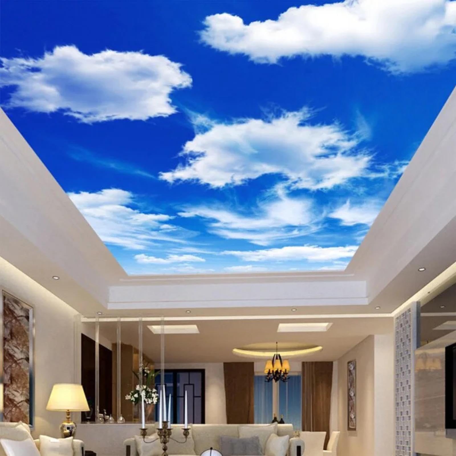 Xinruyi Wallpaper 3D Ceiling Mural With Blue Sky And White Clouds Landscape For Living Room And Bedroom Ceiling Decoration