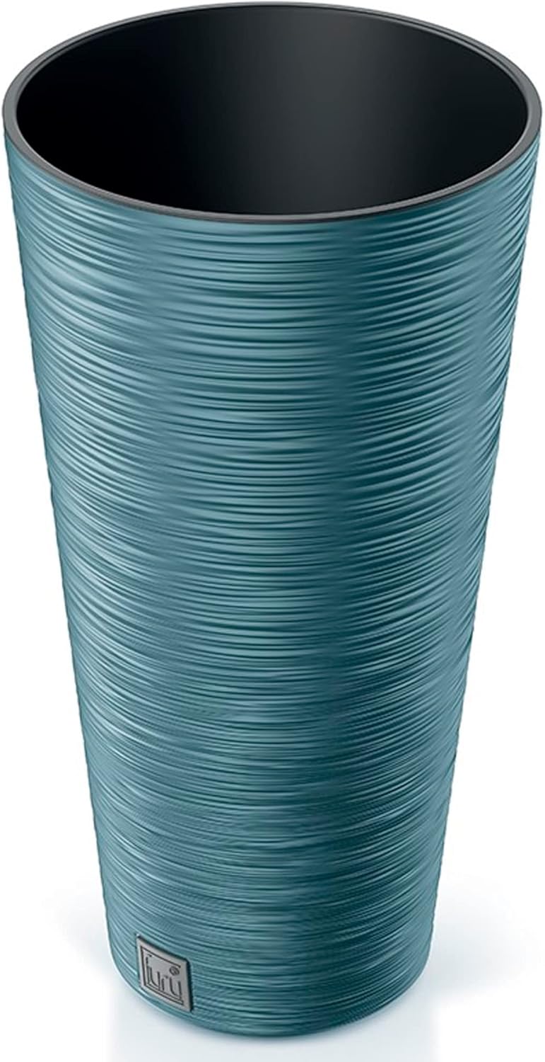Prosperplast Scandinavian Blue Planter with Reservoir, Furu Collection, 30 x 30 x 57.5 cm, 15 Litre Capacity, 30 x 30 x 57,5 cm