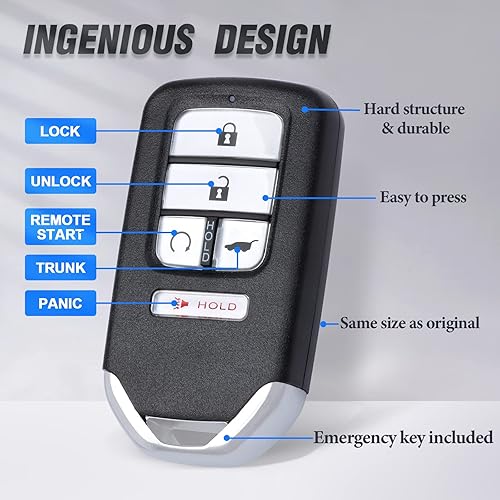 Miniatura 6 de Reemplazo de arranque remoto de entrada sin llave inteligente para Honda Pilot 2016-2018 para Civic CR-V 2017-2020 KR5V2X 5 botones 433 MHz ID47 Chip