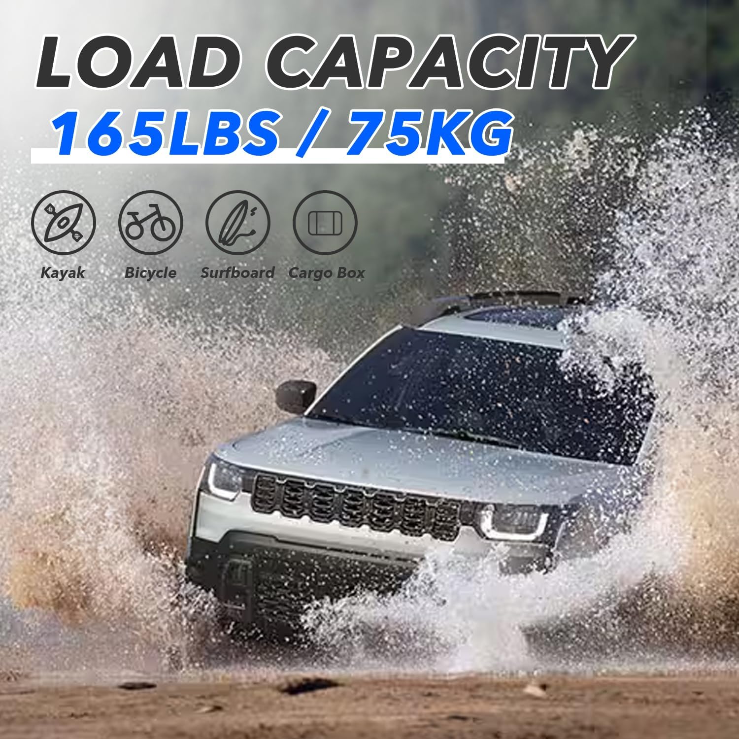 Roof Rack Cross Bars for Jeep Grand Cherokee L 2021-2026 | Universal Black Aluminum Alloy Roof Rack Crossbar | Easy No-Drill Installation, Lockable, Heavy Duty Cargo Carrier Rack