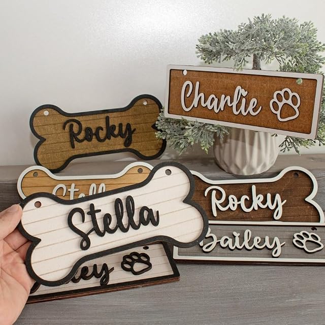 Letrero personalizado de jaula, letrero de perrera de perro, etiqueta de madera personalizada para mascotas
