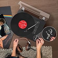 Vista 5 de Vinyl Record Player Bluetooth Turntable with Built in Stereo Speakers Belt Drive 3 Speeds Turntables for Vinyl Records Support RCA Output, Aux in
