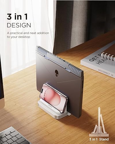 Miniatura 5 de JOYROOM Soporte vertical para laptop, fácil de usar y ahorra espacio Soporte de aluminio para laptop con perillas ajustables para