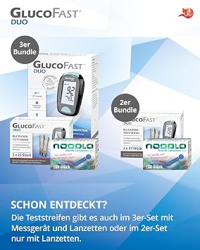 شرائط اختبار سكر الدم Duo - 50 قطعة لإعادة تعبئة تطبيق Glucofast Duo Meter الدقيق والصحي للتحكم في مرض السكري بالملجم/ديسيلتر أو مليمول/لتر