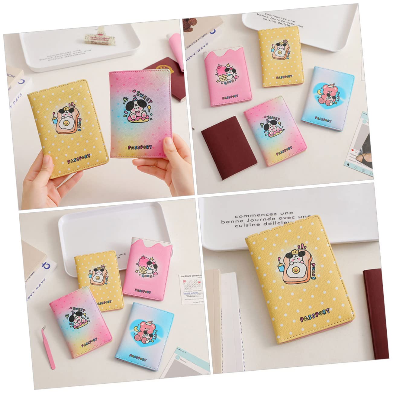 EXCEART 5piezas Cartera De Pasaporte Organizador De Viaje Portátil Múltiples Compartimentos Protector De Documentos Antirrobo RFID para Estudiantes y Viajeros