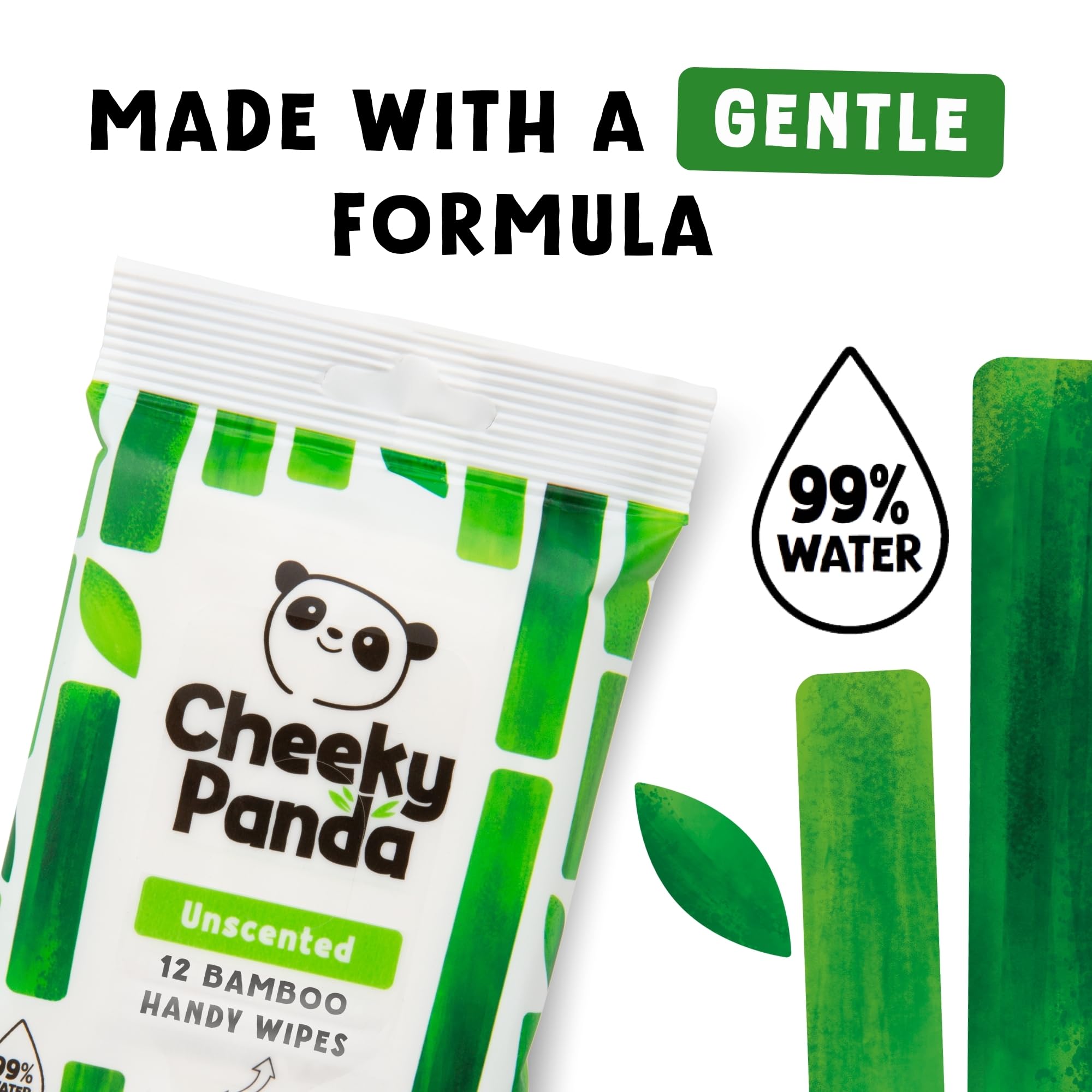 The Cheeky Panda Mini chusteczki podróżne | 12 opakowań po 12 chusteczek na mokro na bazie wody w 99% (144 chusteczki)