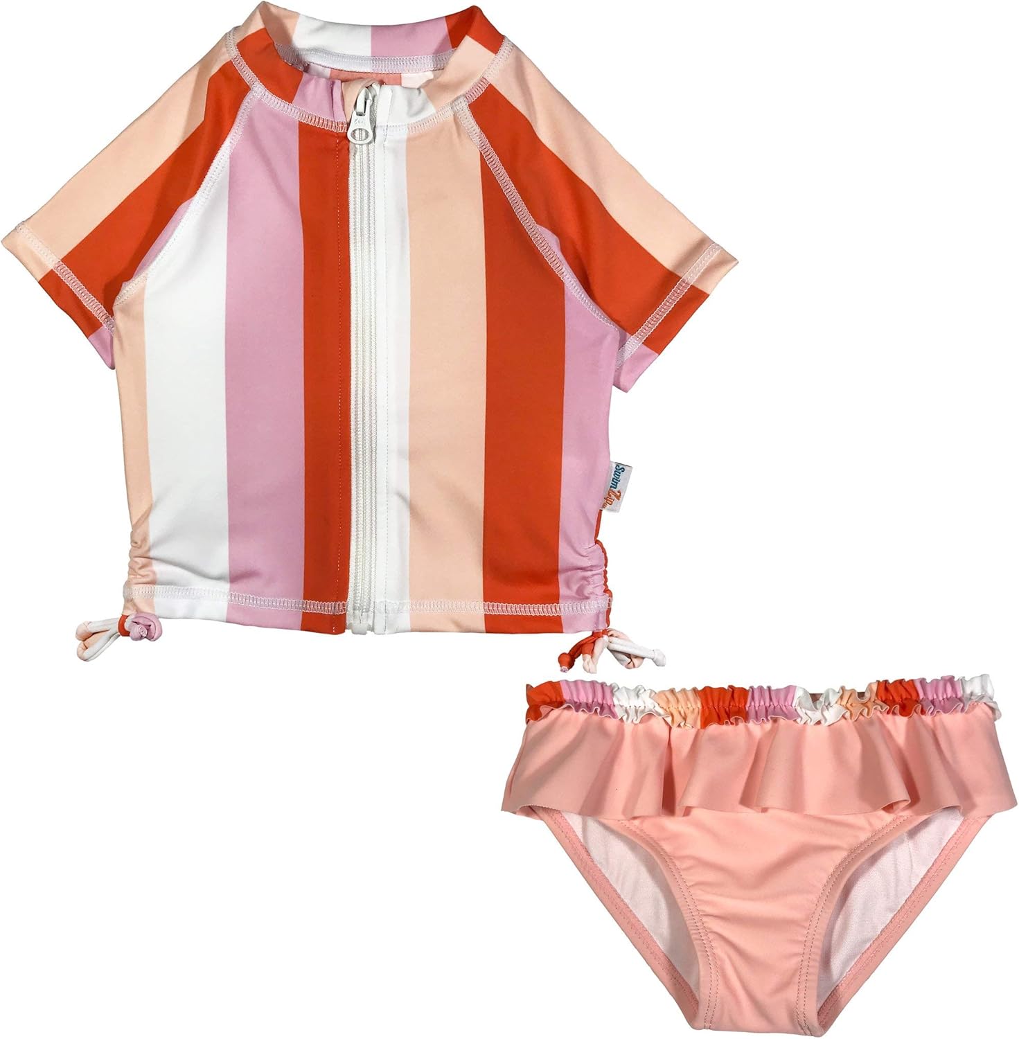 SwimZip Baby Rash Guard Set - Girl Short Sleeve 2 Piece Swimsuit with SPF
