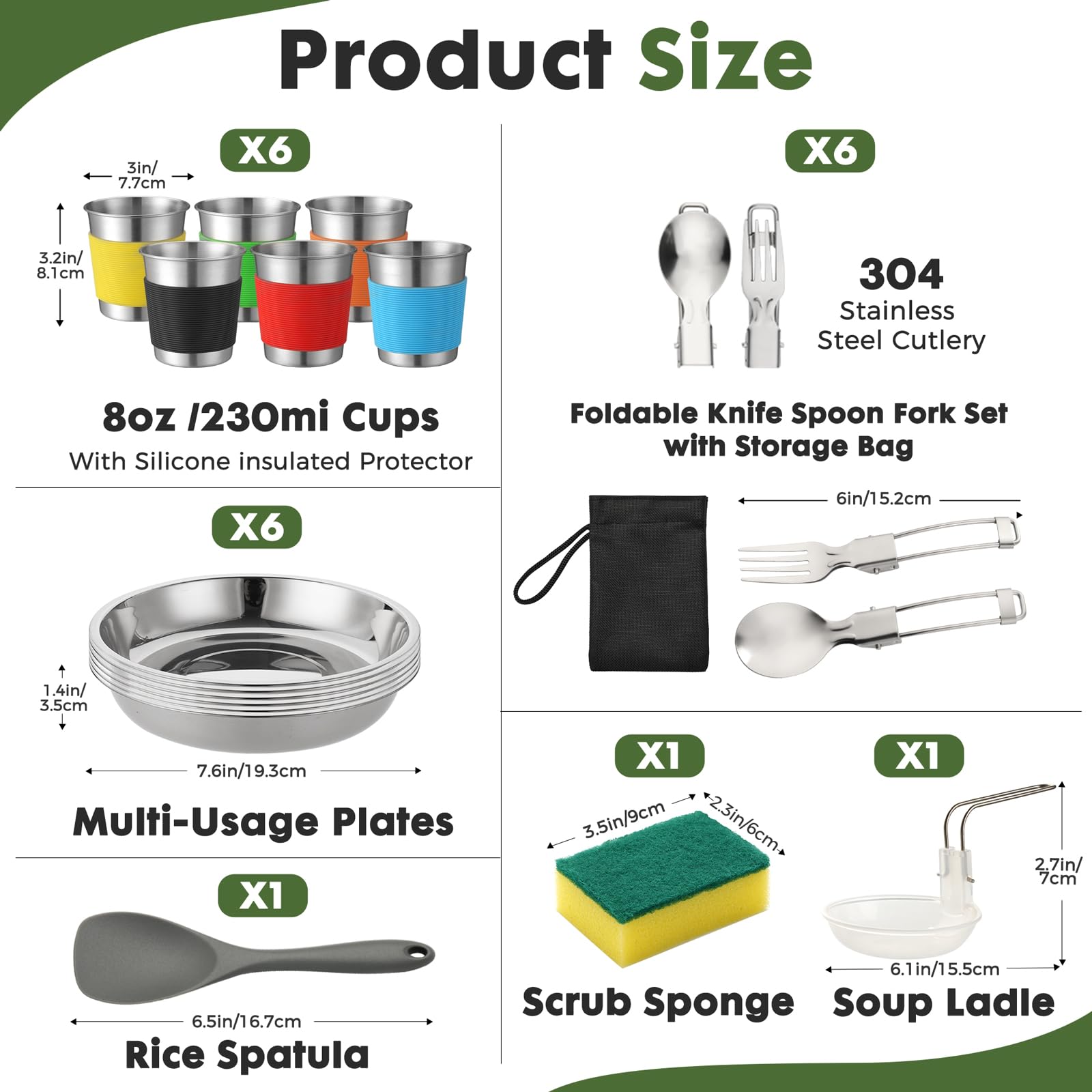 Zestaw naczyń kempingowych THTYBROS 43 elementów dla 6 osób, garnek 4,75QT, czajnik 2,1QT, patelnia, kubki oraz sztućce, solidny zestaw aluminiowy na biwak, wędrówki i pikniki